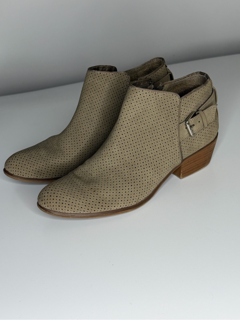 Esprit Talia Shoes Women's Sz 8.5 Gray Western Ankle Booties Zip Moto Buckle